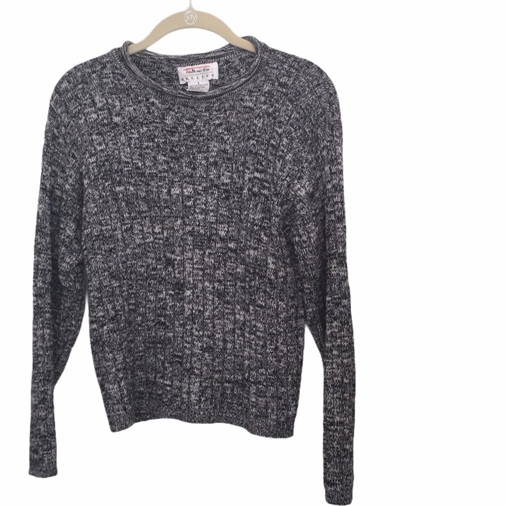 NWOT Talbots black and white cotton marbled sweater